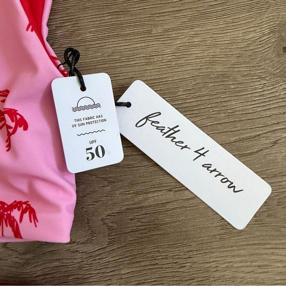Feather 4 Arrow Pink Palm Tree Kids Swim Set Size 2T - Picture 4 of 8